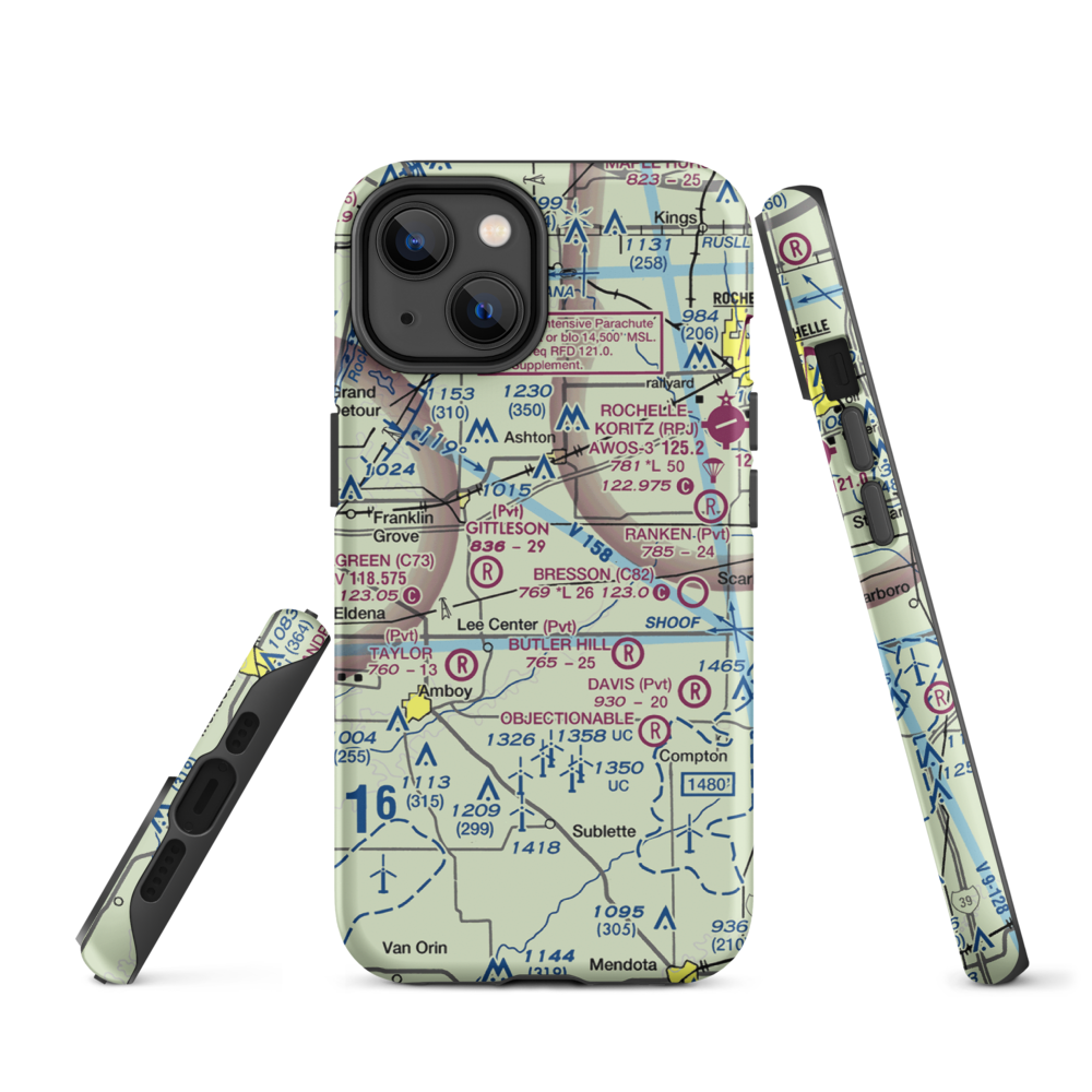 Miller Airport (79IL) VFR Sectional  Tough iPhone Case iPhone 14 model shown