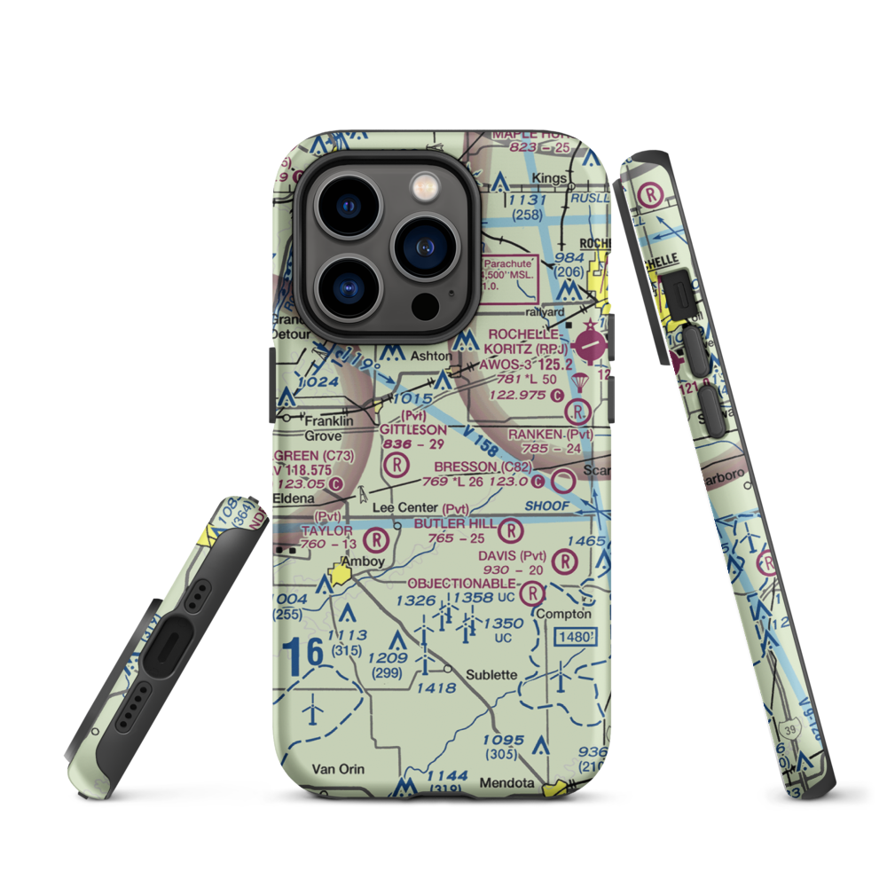 Miller Airport (79IL) VFR Sectional  Tough iPhone Case iPhone 14 Pro model shown