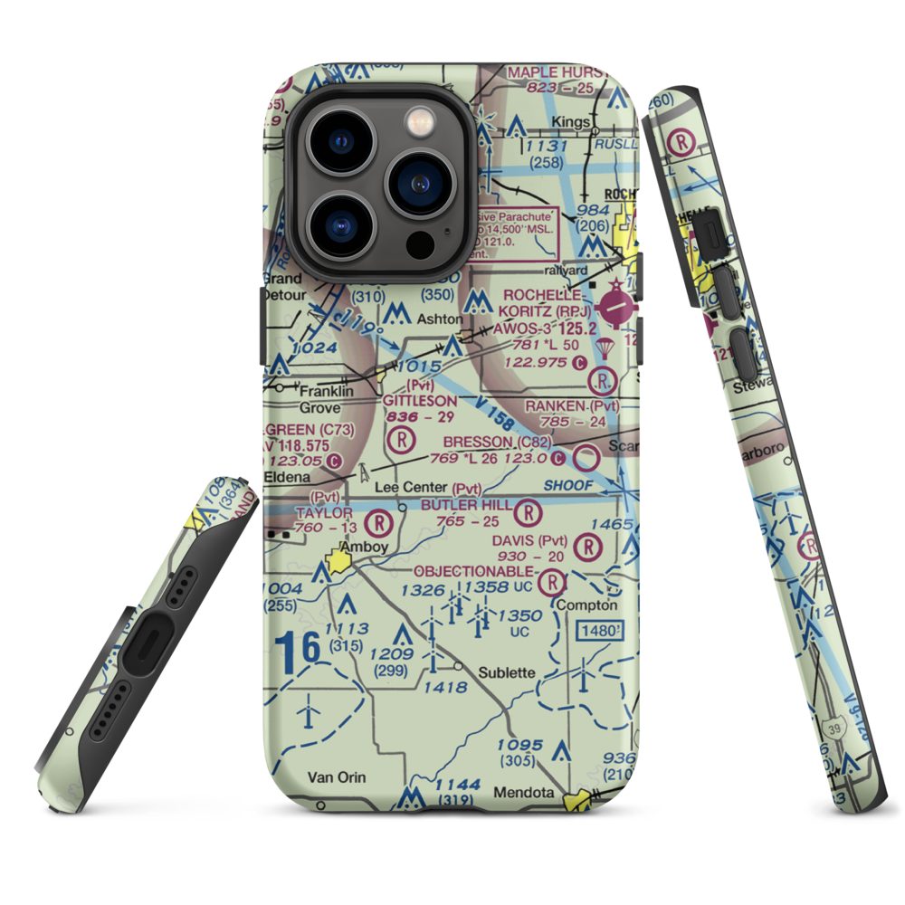 Miller Airport (79IL) VFR Sectional  Tough iPhone Case iPhone 14 Pro Max model shown