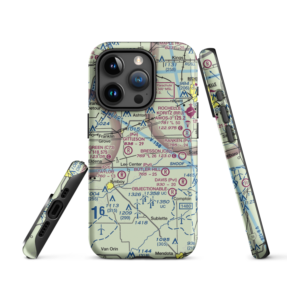 Miller Airport (79IL) VFR Sectional  Tough iPhone Case iPhone 15 Pro model shown