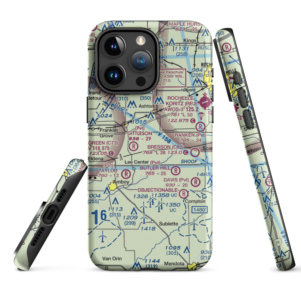 Miller Airport (79IL) VFR Sectional  Tough iPhone Case iPhone 15 Pro Max model shown