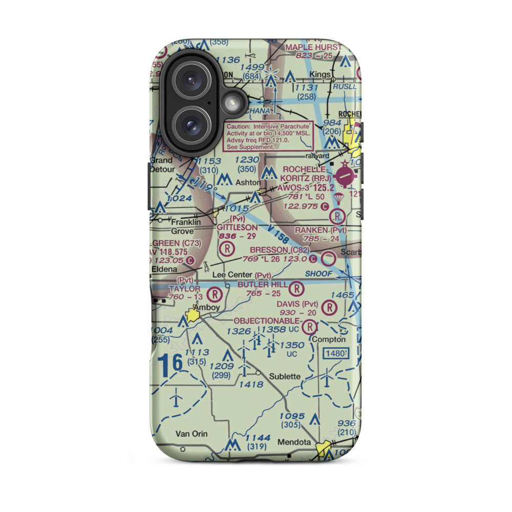 Miller Airport (79IL) VFR Sectional  Tough iPhone Case iPhone 16 Plus model shown