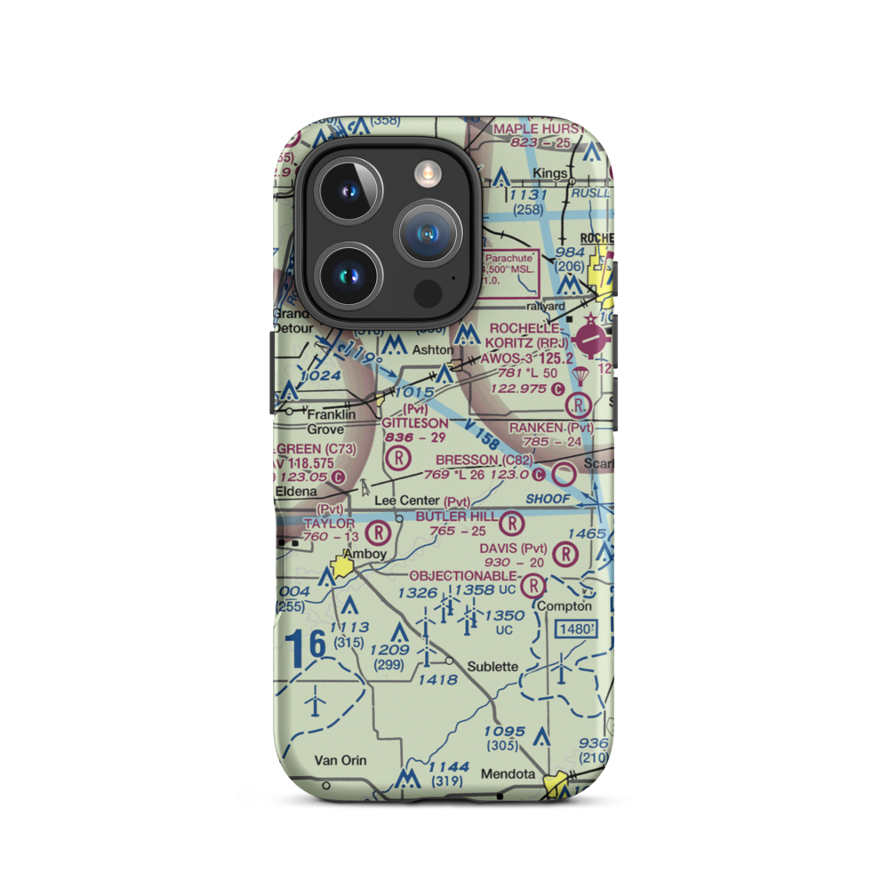 Miller Airport (79IL) VFR Sectional  Tough iPhone Case iPhone 16 Pro model shown