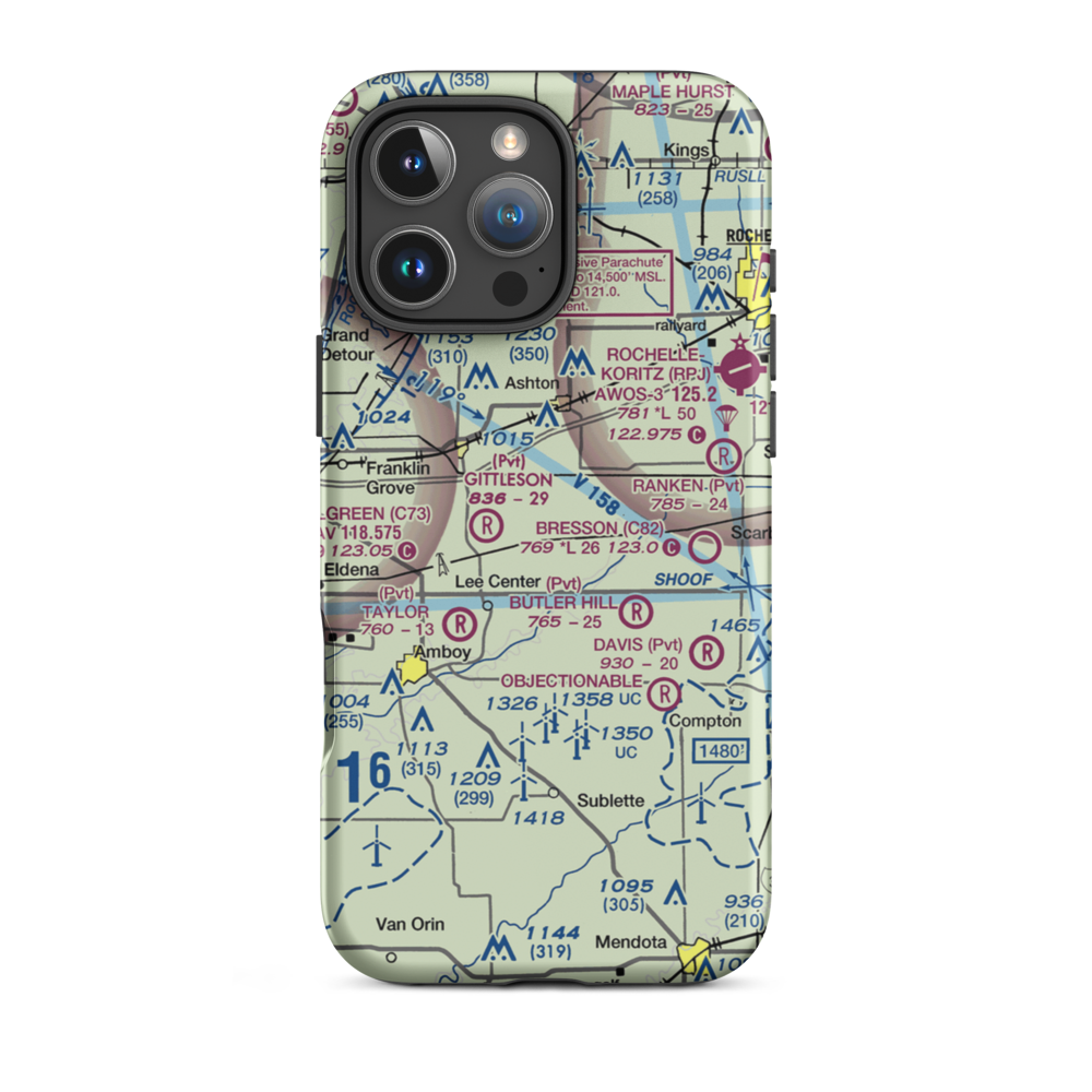 Miller Airport (79IL) VFR Sectional  Tough iPhone Case iPhone 16 Pro Max model shown