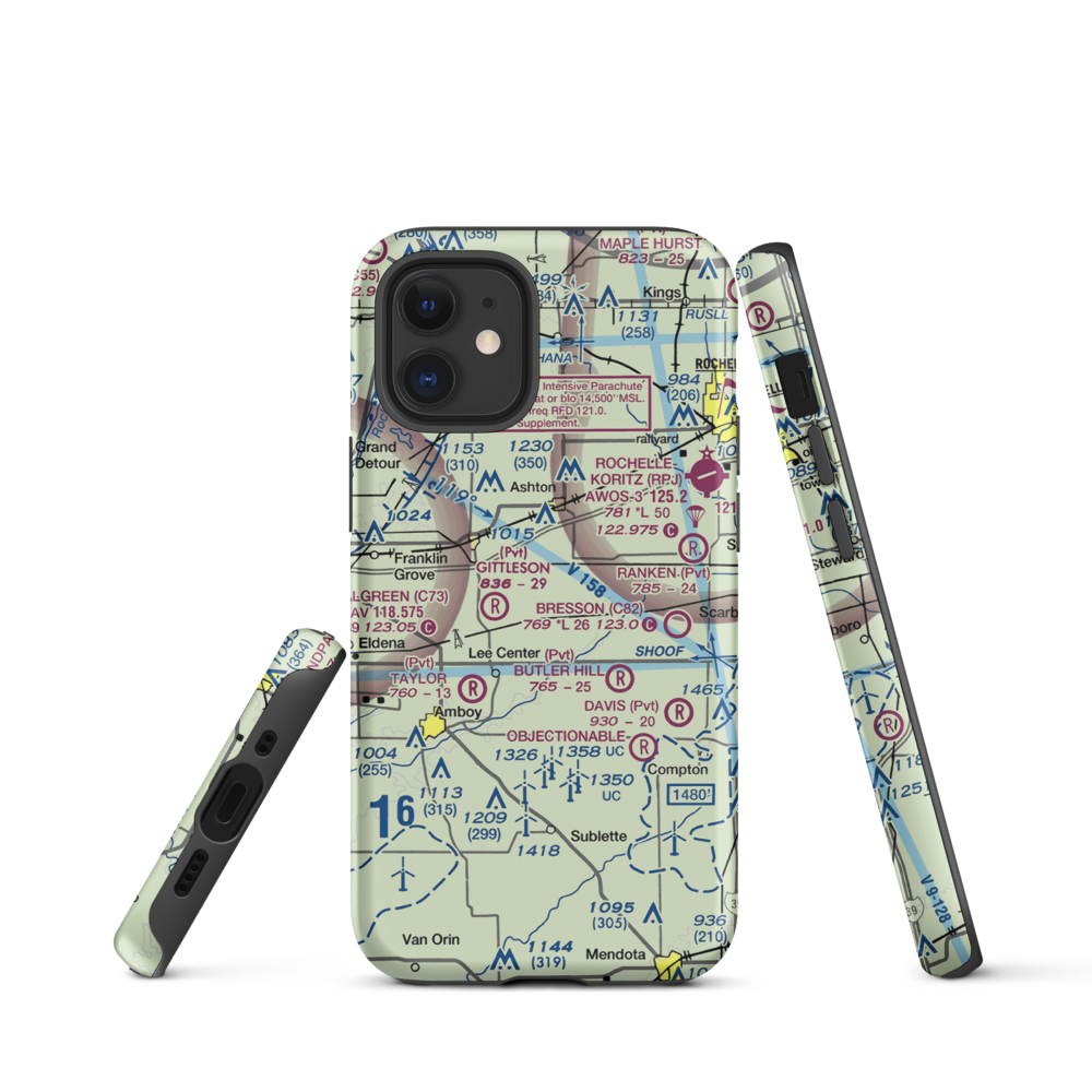Miller Airport (79IL) VFR Sectional  Tough iPhone Case iPhone 12 mini model shown