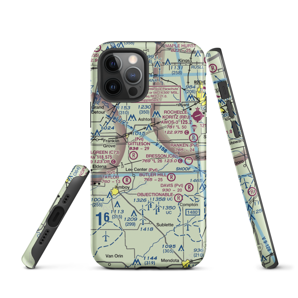 Miller Airport (79IL) VFR Sectional  Tough iPhone Case iPhone 12 Pro model shown