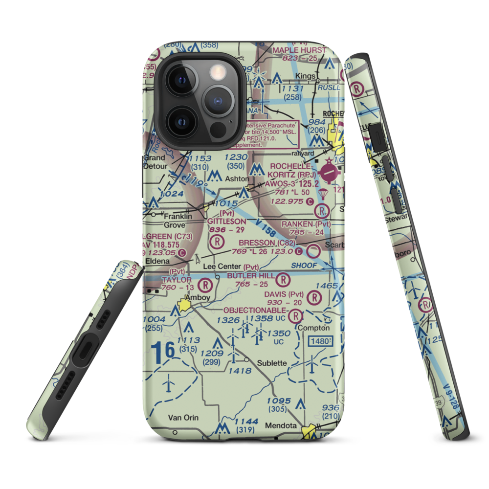 Miller Airport (79IL) VFR Sectional  Tough iPhone Case iPhone 12 Pro Max model shown