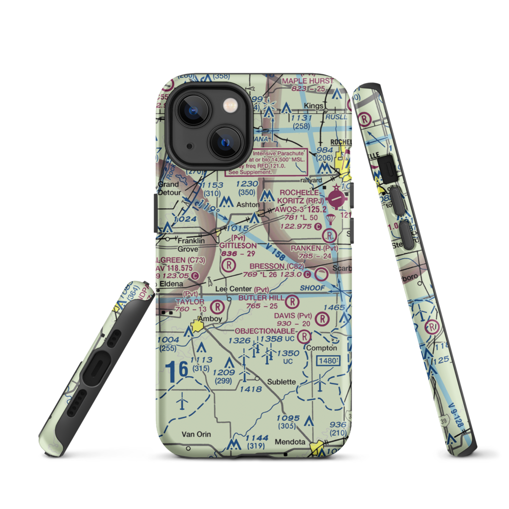 Miller Airport (79IL) VFR Sectional  Tough iPhone Case iPhone 13 model shown