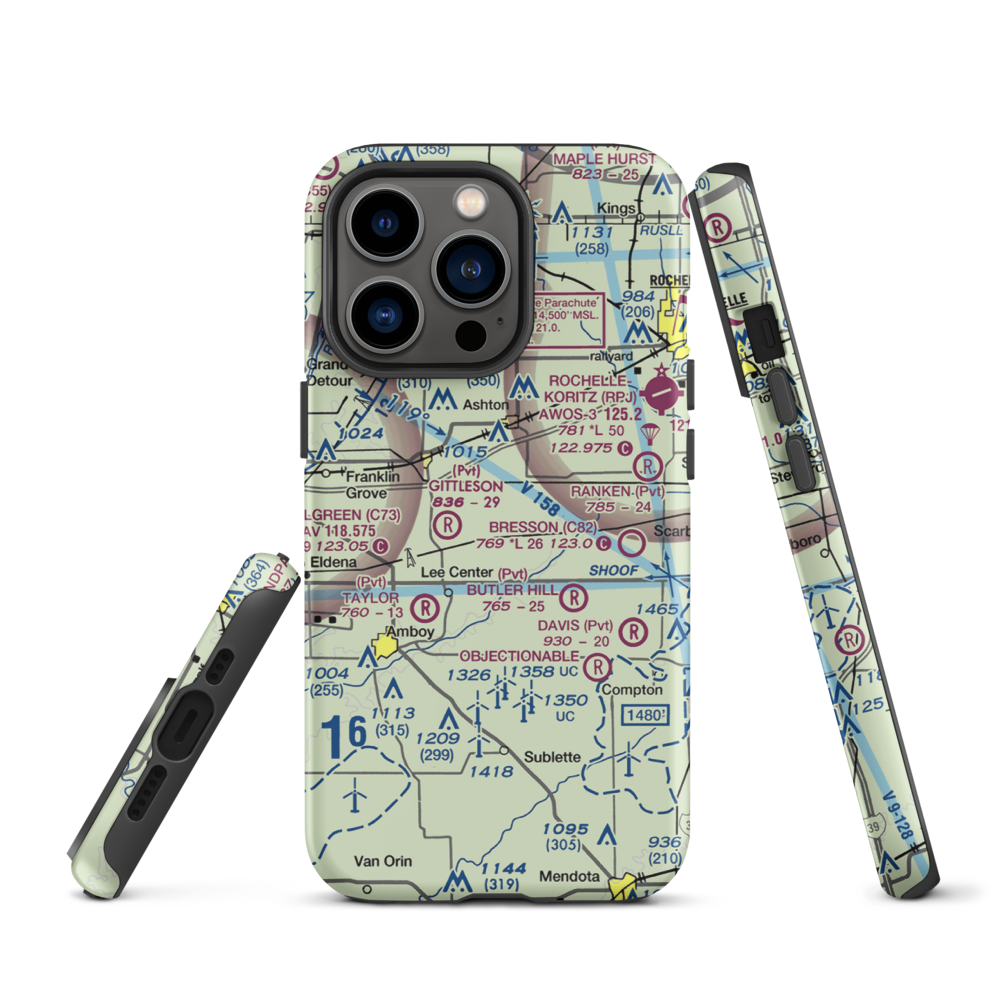 Miller Airport (79IL) VFR Sectional  Tough iPhone Case iPhone 13 Pro model shown