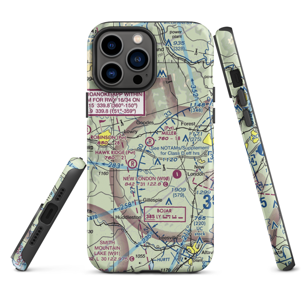 Miller Airport (91VA) VFR Sectional  Tough iPhone Case iPhone 13 Pro Max model shown
