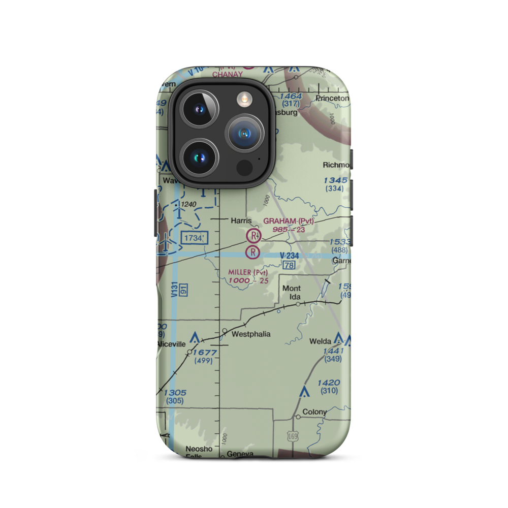 Miller Airport (9KS7) VFR Sectional  Tough iPhone Case iPhone 16 Pro model shown