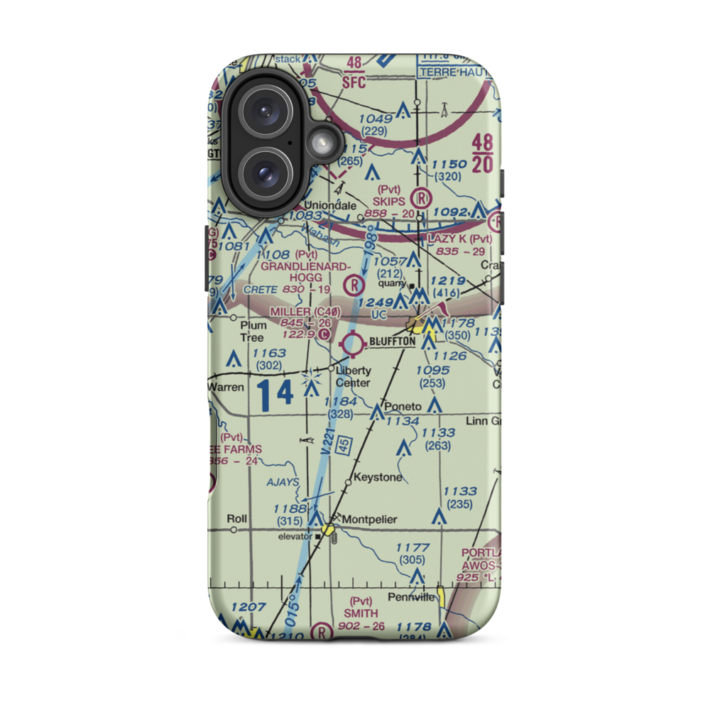 Miller Airport (C40) VFR Sectional  Tough iPhone Case iPhone 16 Plus model shown