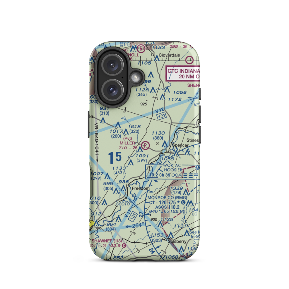Miller Airport (IN53) VFR Sectional  Tough iPhone Case iPhone 16 model shown