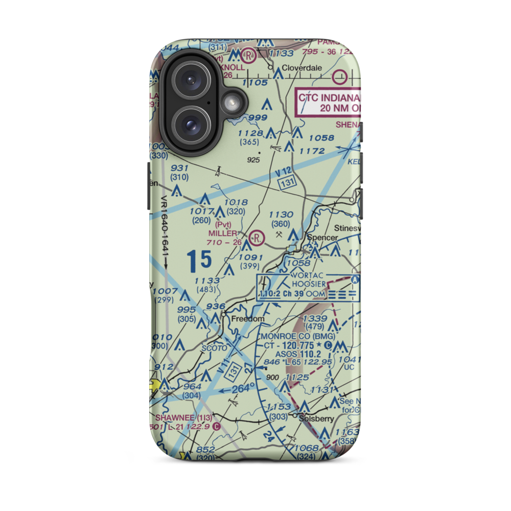 Miller Airport (IN53) VFR Sectional  Tough iPhone Case iPhone 16 Plus model shown
