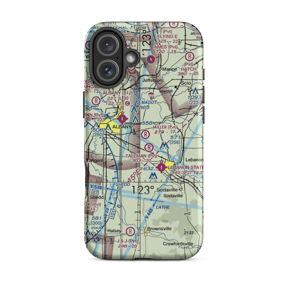 Miller Airstrip (OR21) VFR Sectional  Tough iPhone Case iPhone 16 Plus model shown