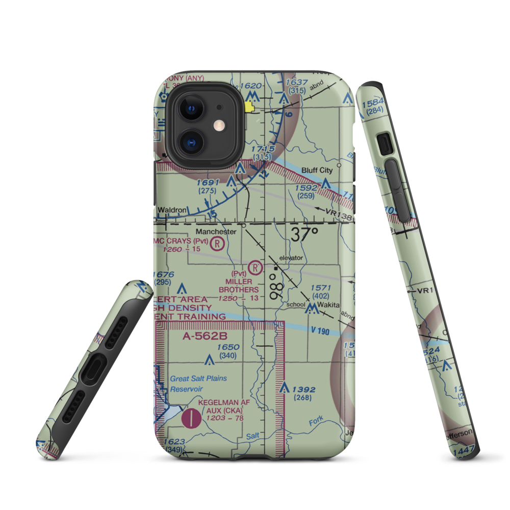 Miller Brothers Airport (OK47) VFR Sectional  Tough iPhone Case iPhone 11 model shown