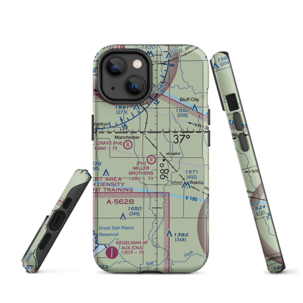 Miller Brothers Airport (OK47) VFR Sectional  Tough iPhone Case iPhone 14 model shown