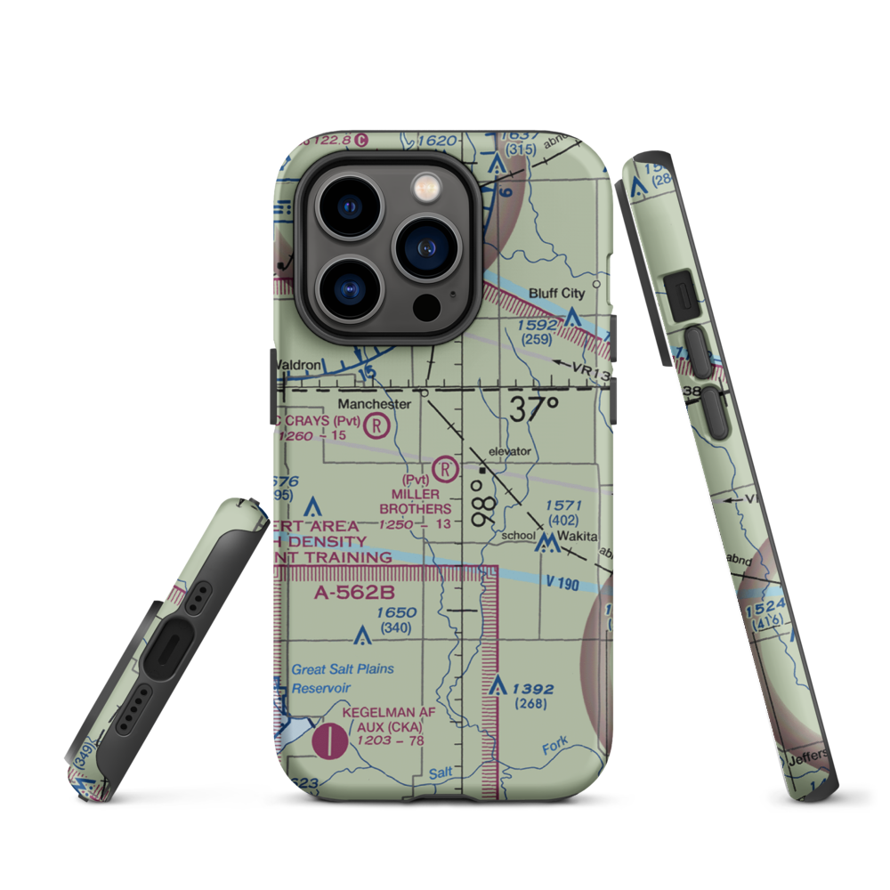 Miller Brothers Airport (OK47) VFR Sectional  Tough iPhone Case iPhone 14 Pro model shown