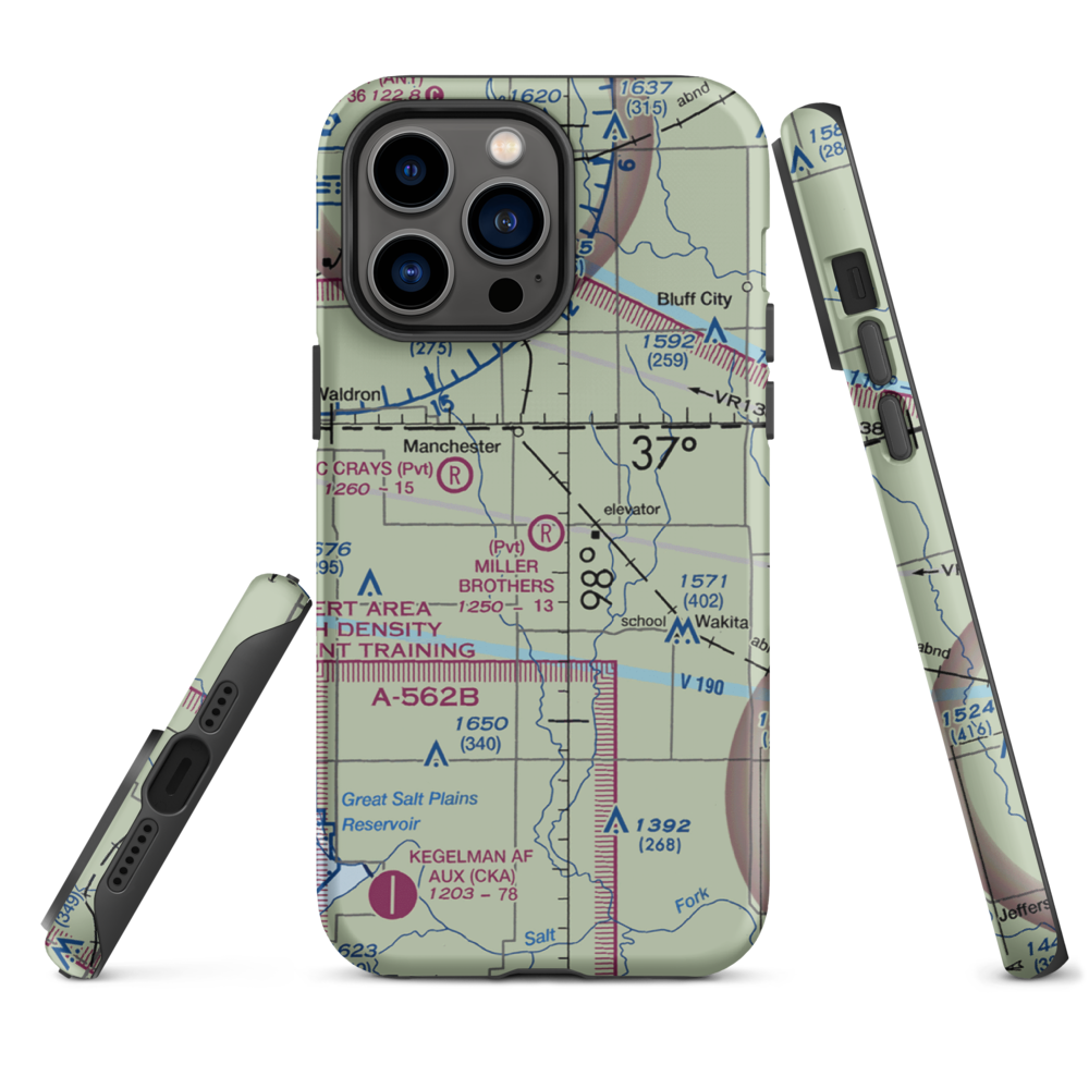 Miller Brothers Airport (OK47) VFR Sectional  Tough iPhone Case iPhone 14 Pro Max model shown
