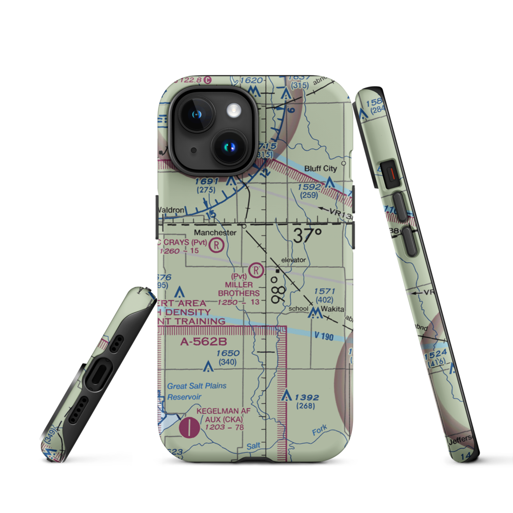 Miller Brothers Airport (OK47) VFR Sectional  Tough iPhone Case iPhone 15 model shown