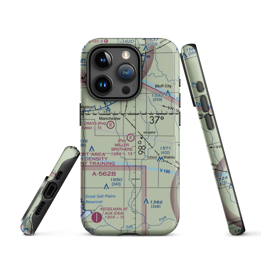 Miller Brothers Airport (OK47) VFR Sectional  Tough iPhone Case iPhone 15 Pro model shown
