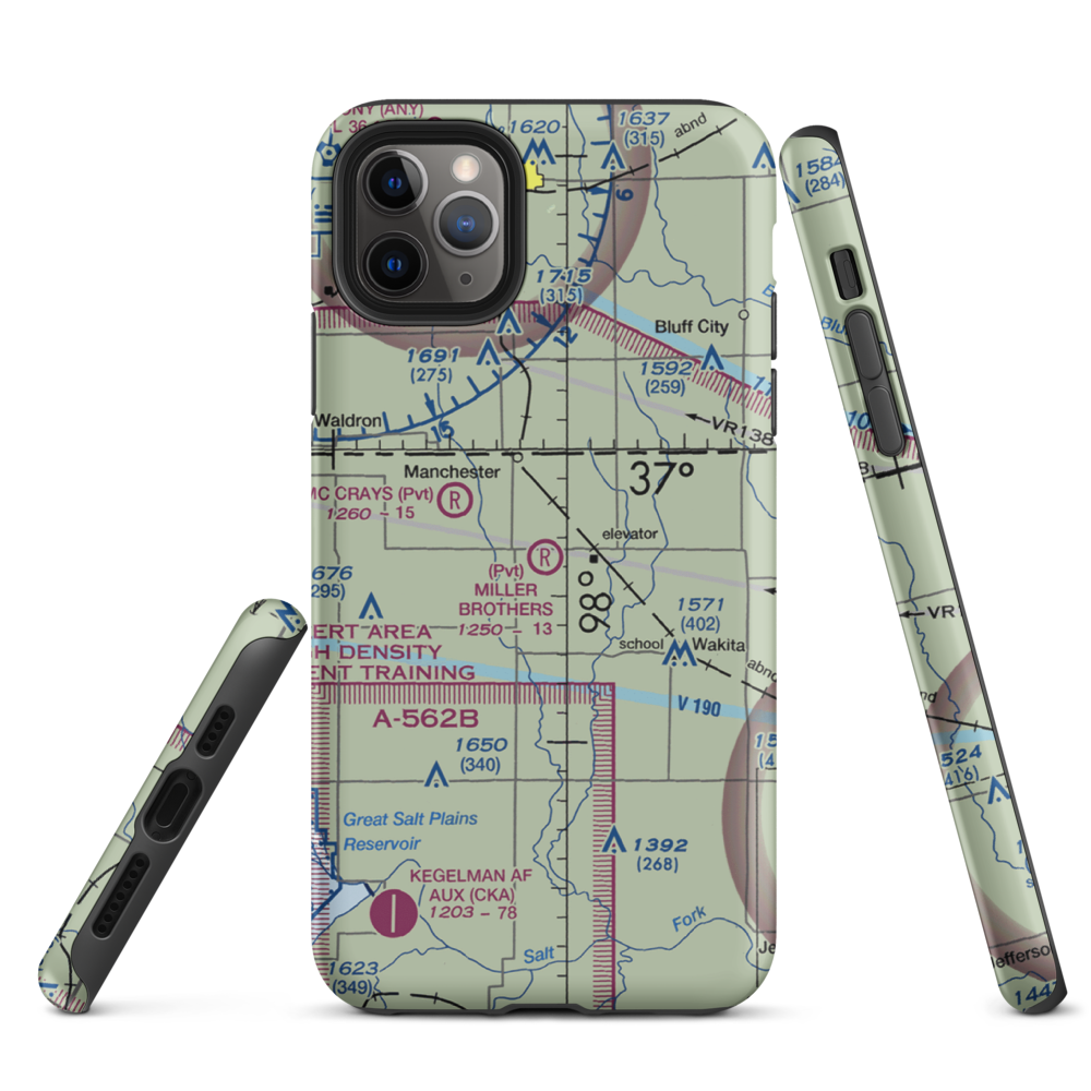 Miller Brothers Airport (OK47) VFR Sectional  Tough iPhone Case iPhone 11 Pro Max model shown