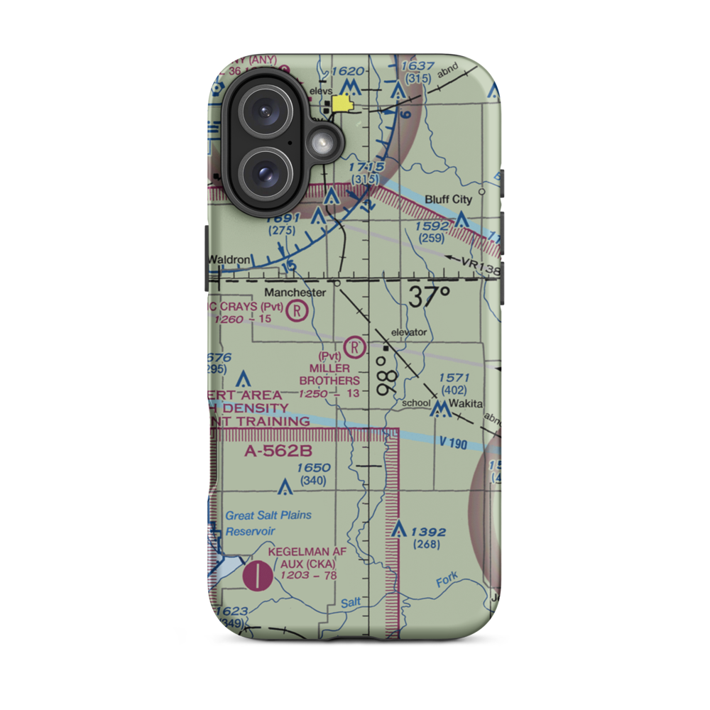 Miller Brothers Airport (OK47) VFR Sectional  Tough iPhone Case iPhone 16 Plus model shown