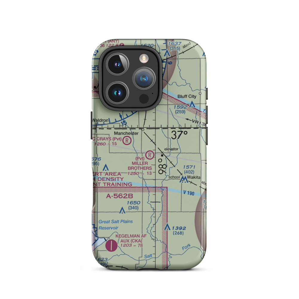 Miller Brothers Airport (OK47) VFR Sectional  Tough iPhone Case iPhone 16 Pro model shown