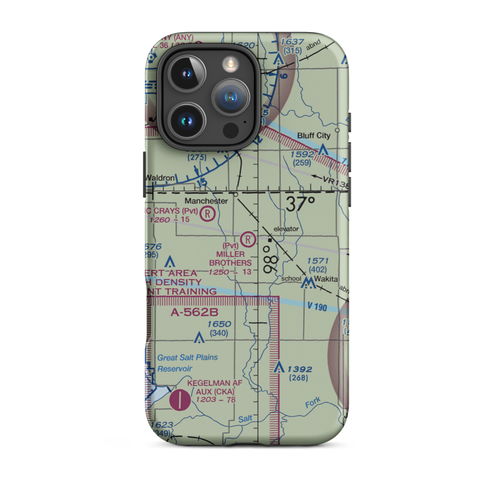 Miller Brothers Airport (OK47) VFR Sectional  Tough iPhone Case iPhone 16 Pro Max model shown