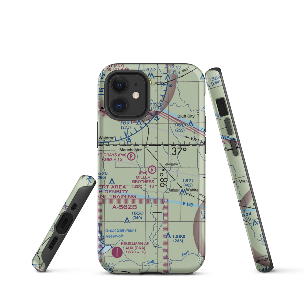 Miller Brothers Airport (OK47) VFR Sectional  Tough iPhone Case iPhone 12 mini model shown