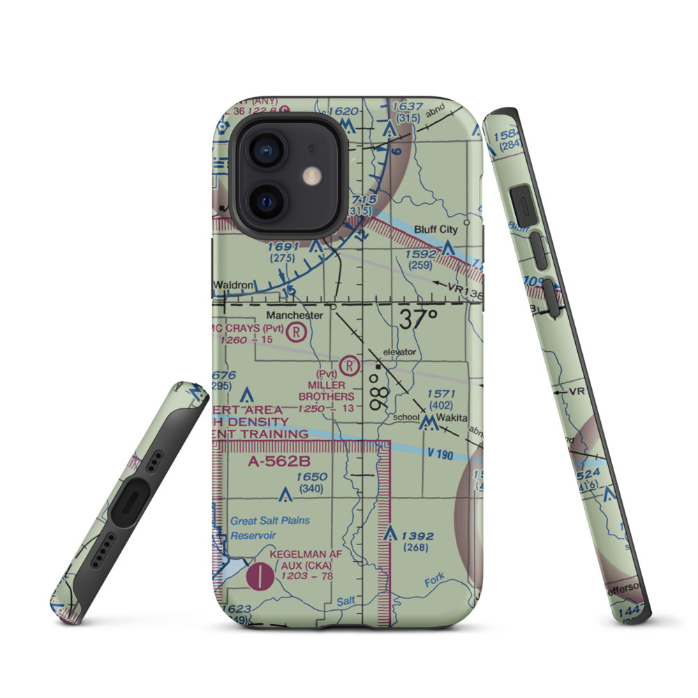 Miller Brothers Airport (OK47) VFR Sectional  Tough iPhone Case iPhone 12 model shown