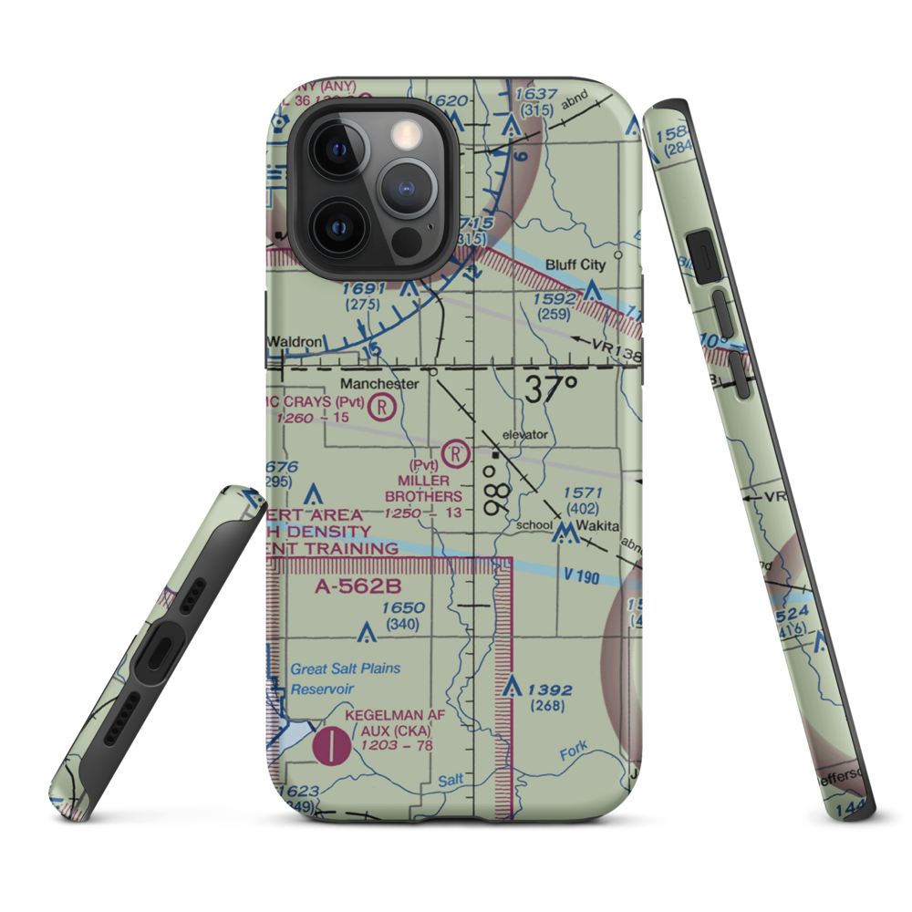 Miller Brothers Airport (OK47) VFR Sectional  Tough iPhone Case iPhone 12 Pro Max model shown