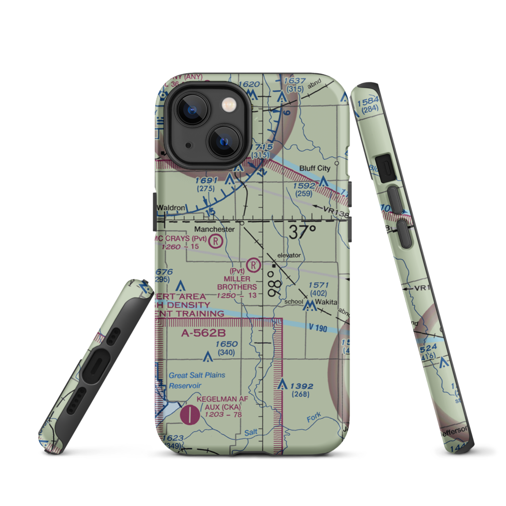Miller Brothers Airport (OK47) VFR Sectional  Tough iPhone Case iPhone 13 model shown