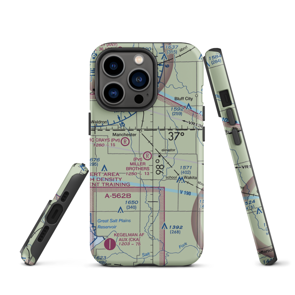Miller Brothers Airport (OK47) VFR Sectional  Tough iPhone Case iPhone 13 Pro model shown
