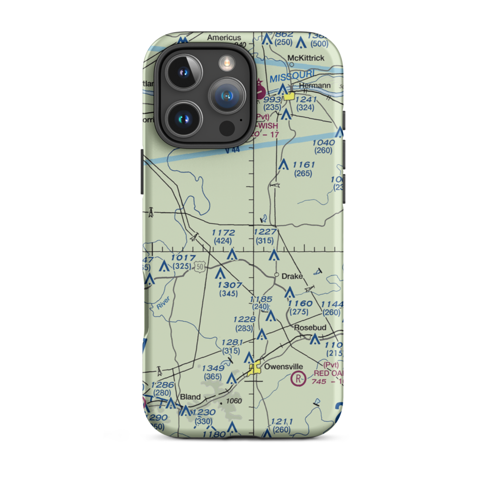 Miller Farm Airport (MU21) VFR Sectional  Tough iPhone Case iPhone 16 Pro Max model shown