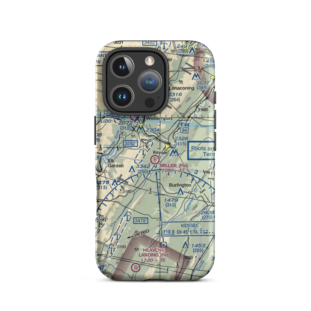 Miller Field (WV18) VFR Sectional  Tough iPhone Case iPhone 16 Pro model shown