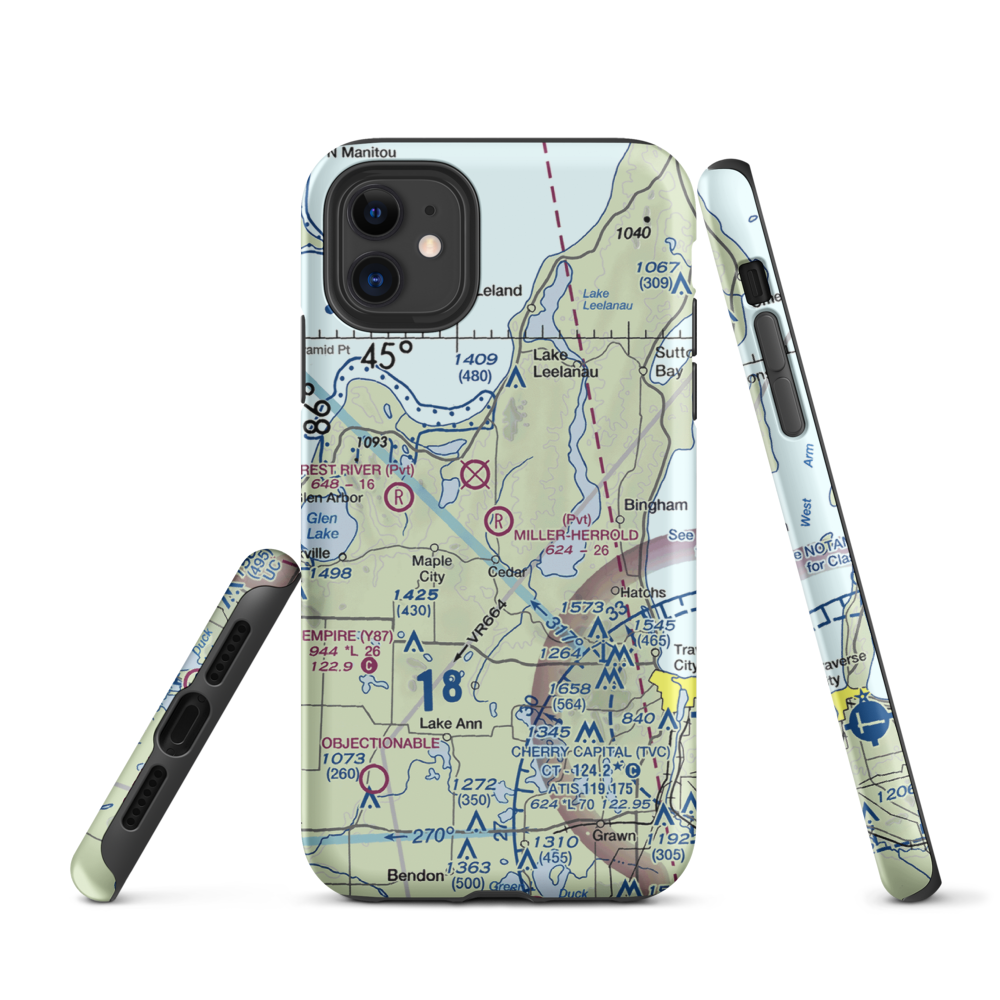 Miller-Herrold Airport (28MI) VFR Sectional  Tough iPhone Case iPhone 11 model shown