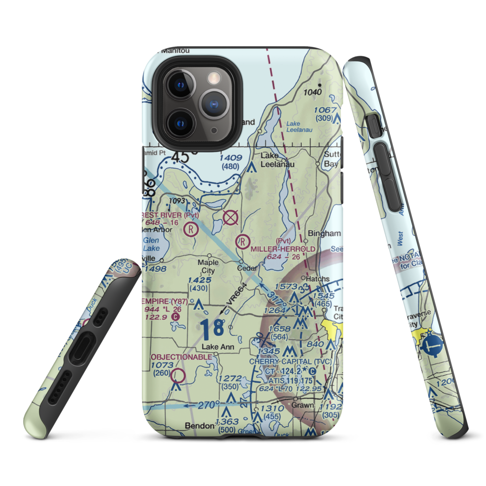 Miller-Herrold Airport (28MI) VFR Sectional  Tough iPhone Case iPhone 11 Pro model shown