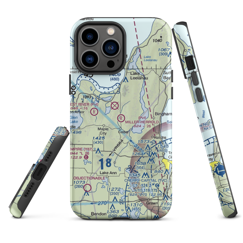 Miller-Herrold Airport (28MI) VFR Sectional  Tough iPhone Case iPhone 13 Pro Max model shown