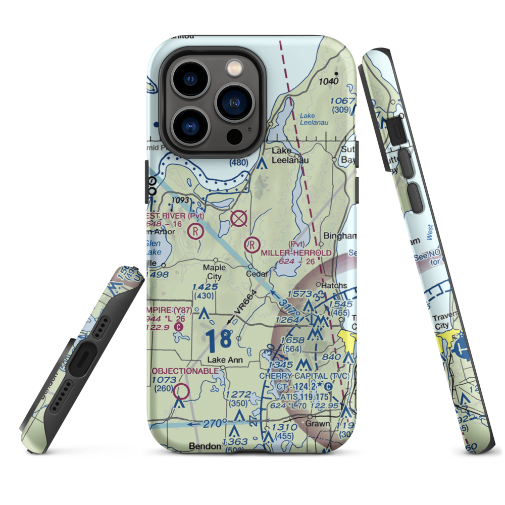 Miller-Herrold Airport (28MI) VFR Sectional  Tough iPhone Case iPhone 14 Pro Max model shown