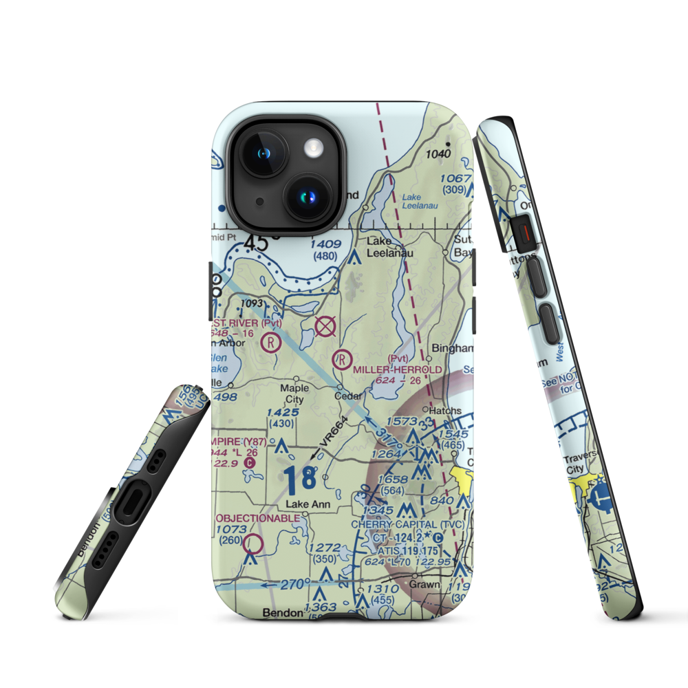 Miller-Herrold Airport (28MI) VFR Sectional  Tough iPhone Case iPhone 15 model shown