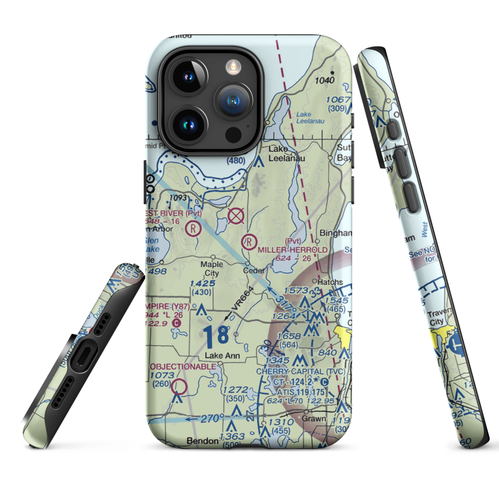 Miller-Herrold Airport (28MI) VFR Sectional  Tough iPhone Case iPhone 15 Pro Max model shown