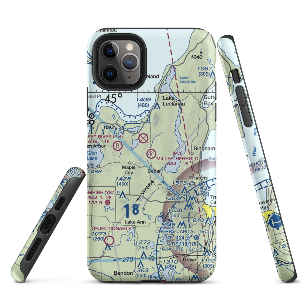 Miller-Herrold Airport (28MI) VFR Sectional  Tough iPhone Case iPhone 11 Pro Max model shown