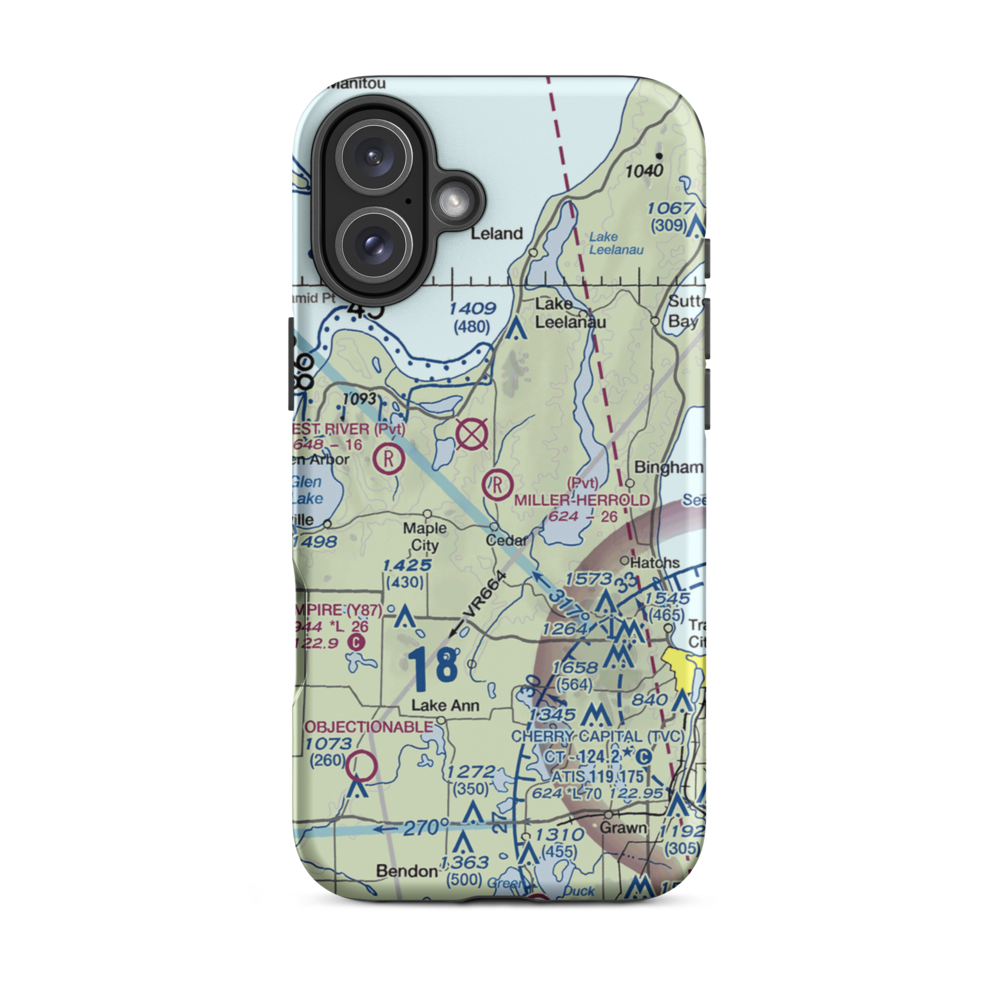 Miller-Herrold Airport (28MI) VFR Sectional  Tough iPhone Case iPhone 16 Plus model shown