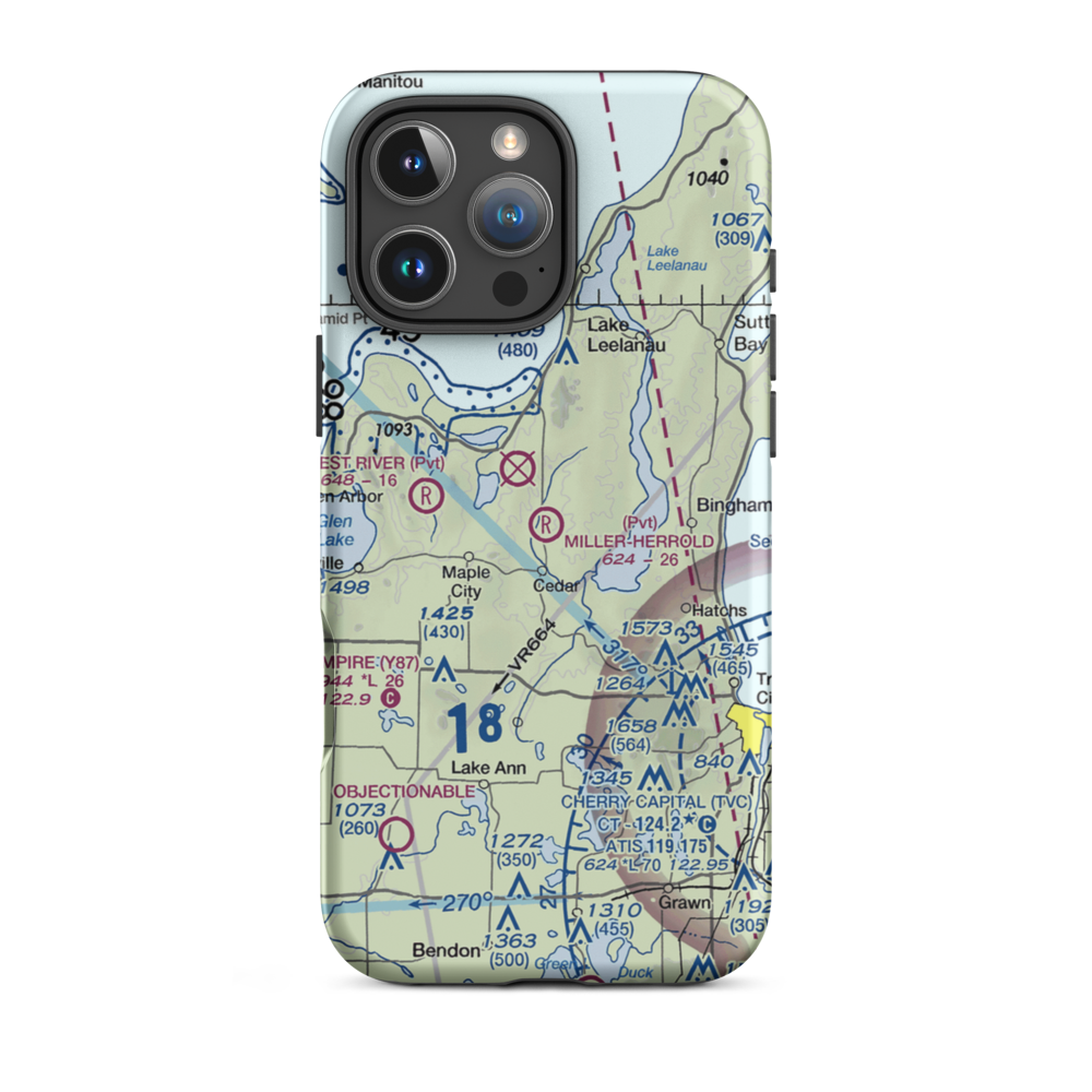 Miller-Herrold Airport (28MI) VFR Sectional  Tough iPhone Case iPhone 16 Pro Max model shown