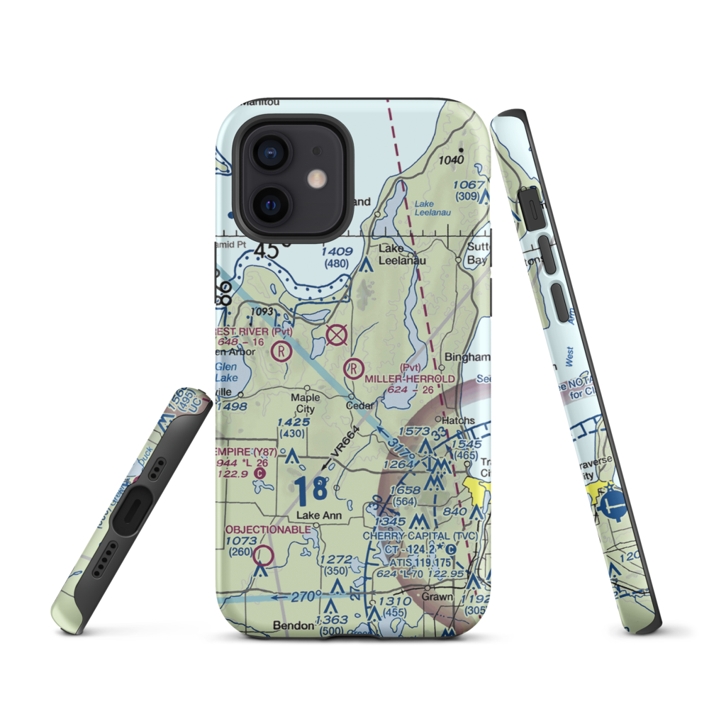 Miller-Herrold Airport (28MI) VFR Sectional  Tough iPhone Case iPhone 12 model shown