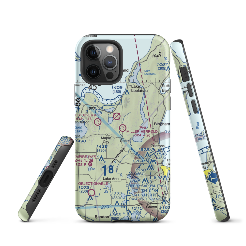 Miller-Herrold Airport (28MI) VFR Sectional  Tough iPhone Case iPhone 12 Pro model shown