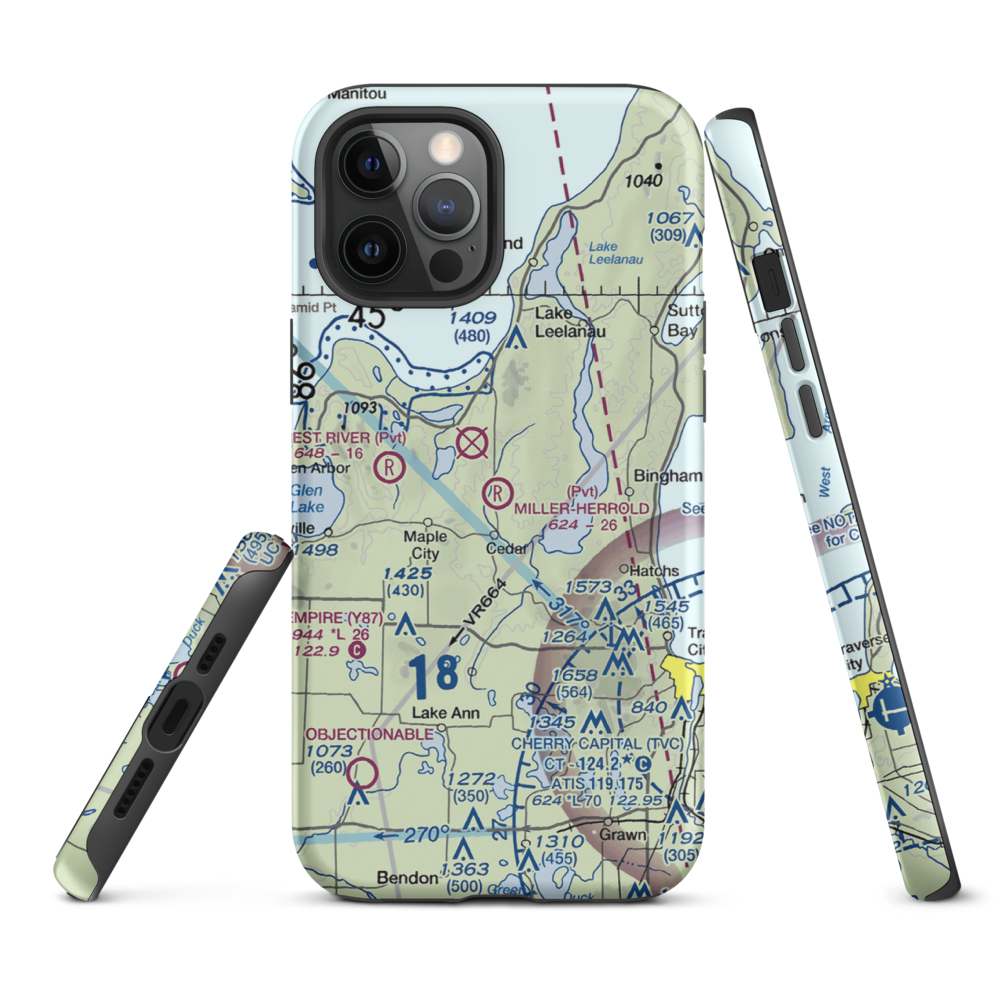 Miller-Herrold Airport (28MI) VFR Sectional  Tough iPhone Case iPhone 12 Pro Max model shown