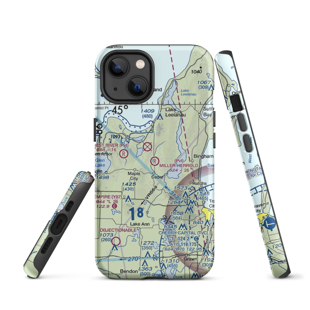 Miller-Herrold Airport (28MI) VFR Sectional  Tough iPhone Case iPhone 13 model shown