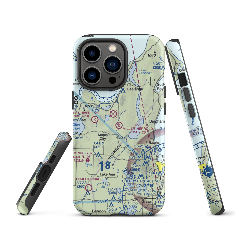 Miller-Herrold Airport (28MI) VFR Sectional  Tough iPhone Case iPhone 13 Pro model shown